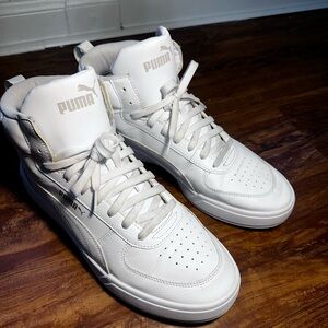 Puma Shoes Mens 11.5 Caven High Top Sneakers 385843-01 White Leather Lace Up